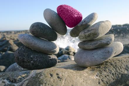 High Performance Talent Stack of Rocks with One Pink Rock